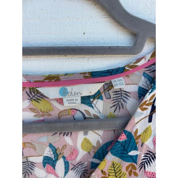 Boden Susannah Toucan Print Midi Dress, Animal Bird Print V-Neck, Plus Size 10 - Picture 4 of 4